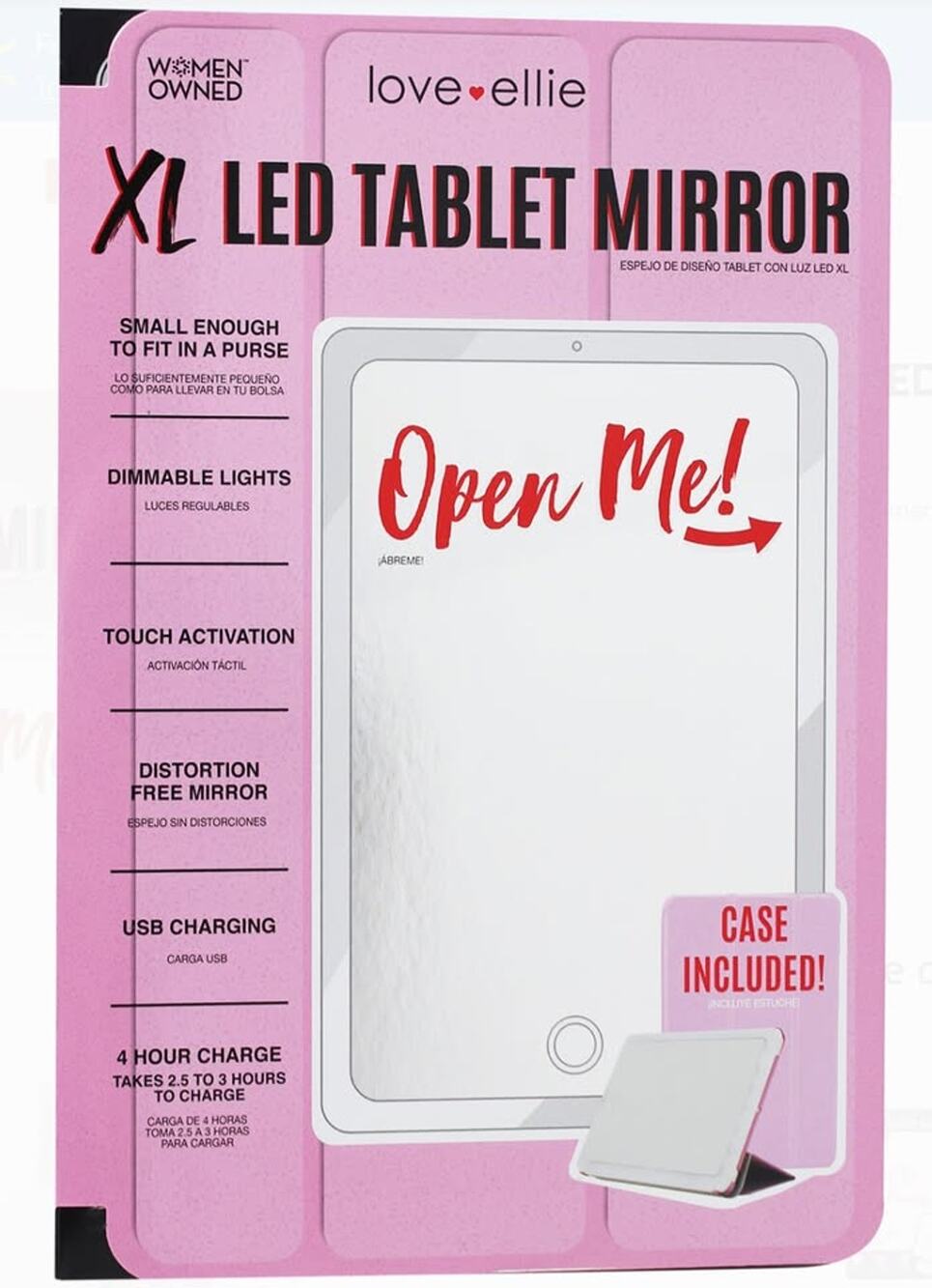Onyx LED Mirror Love Ellie XL Tablet Touch Screen w/Case/Stand USB Charge NEW!
